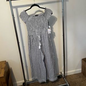 1 State Striped Linen Jumpsuit NWT